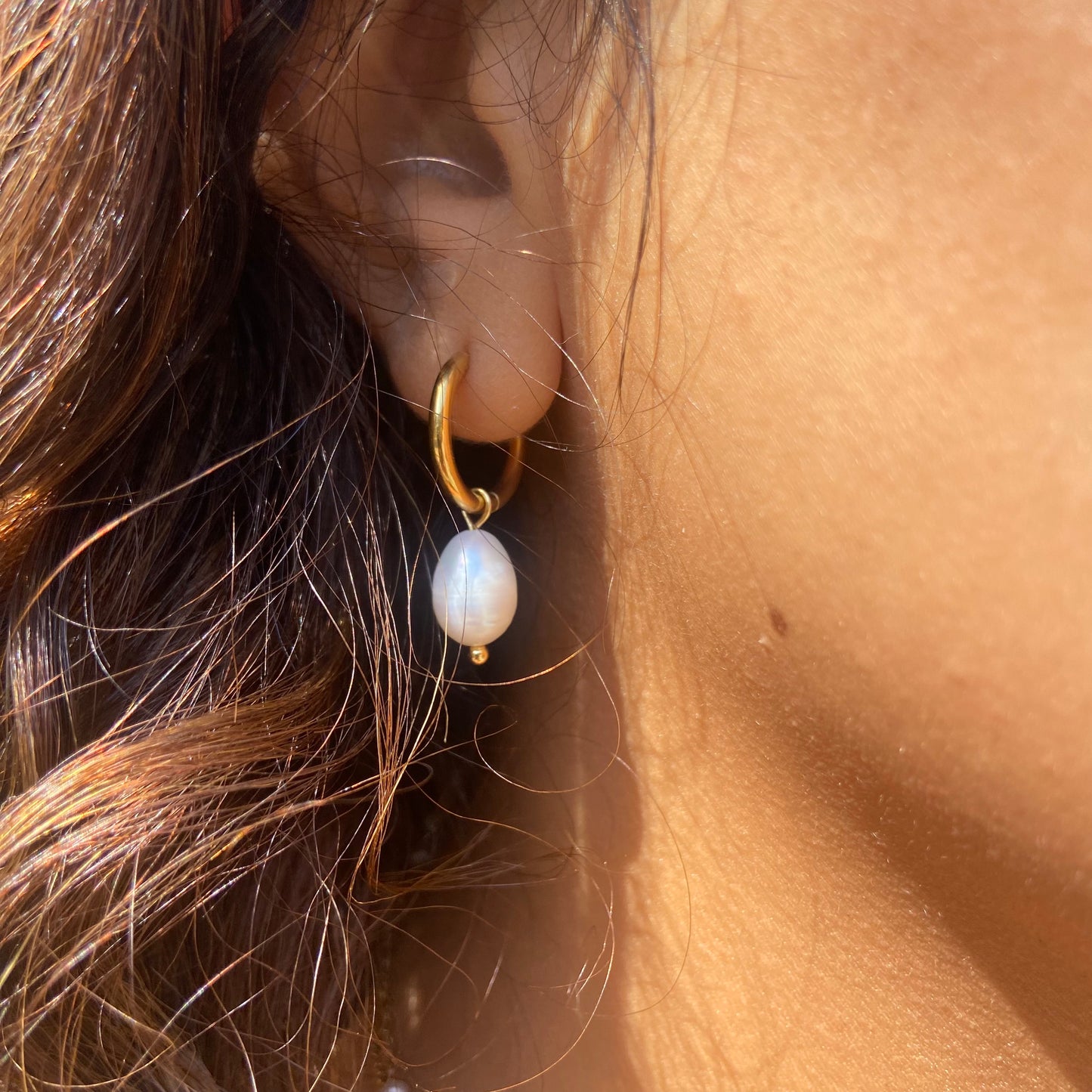 Fresh Water Pearl Hoop Earrings