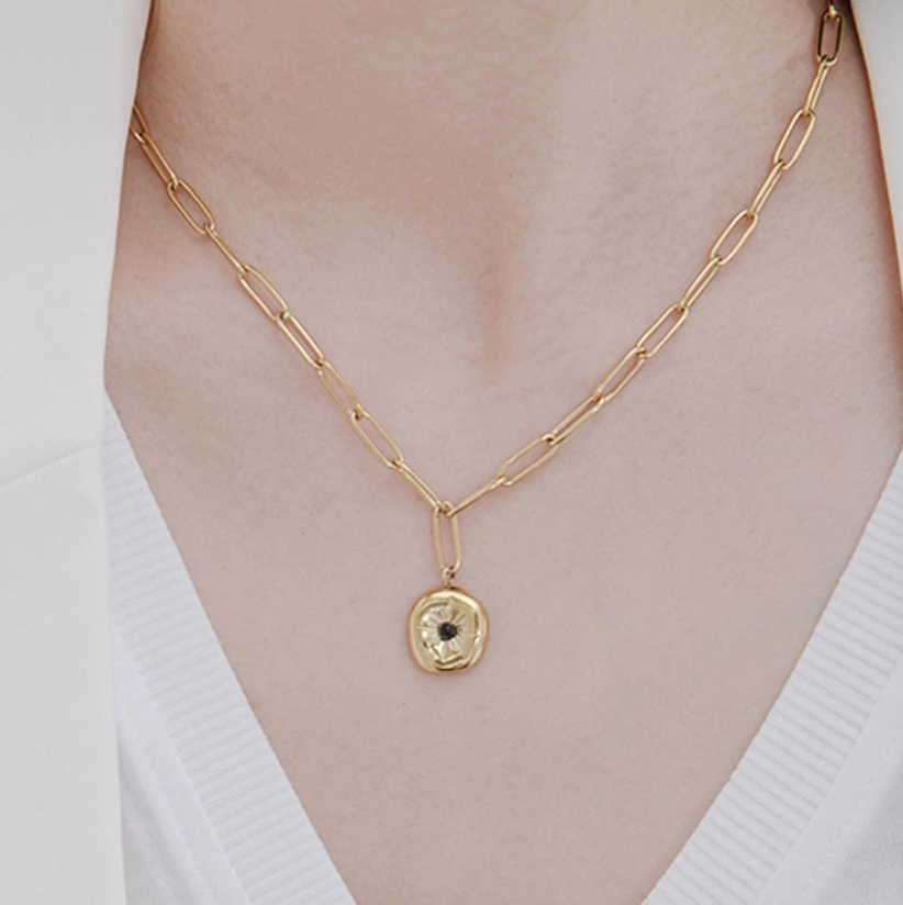 Sunshine Gold Disc Necklace and Ring Set