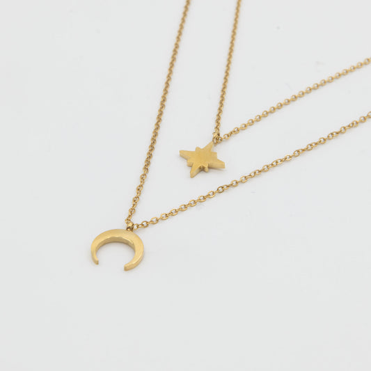 Layered Moon/Star Necklace