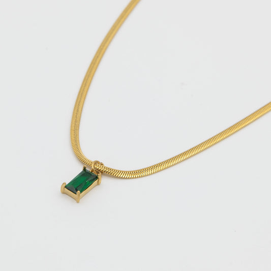 Emerald Green Herringbone Necklace