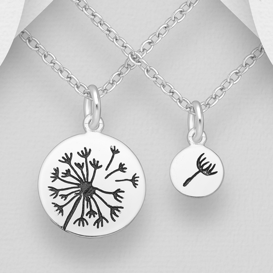 Mother Daughter Dandelion Necklace Set