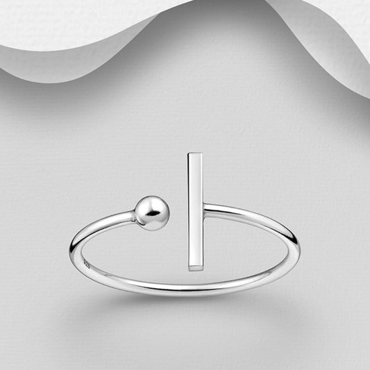 Sterling Silver Adjustable Ball and Bar Ring