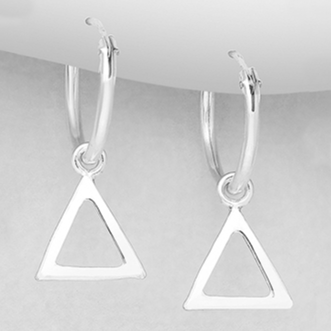 Sterling Silver Triangle Hoop Earrings