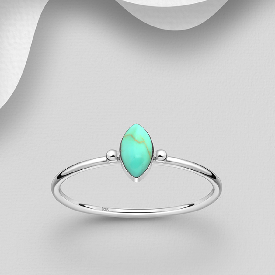 Sterling Silver Ring With Reconstructed Turquoise