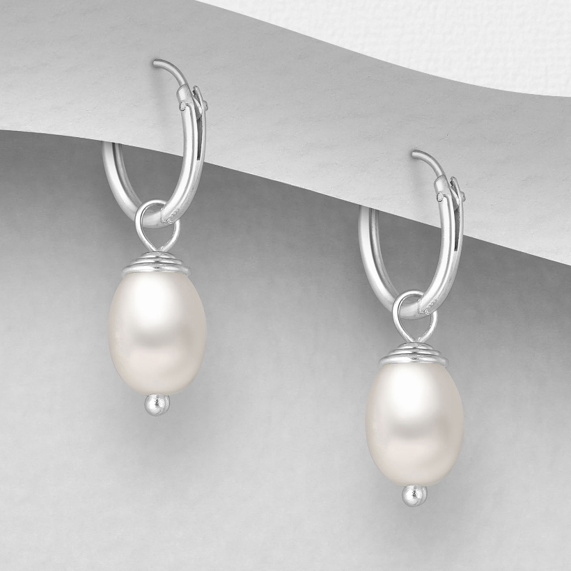 Freshwater Pearl Hoops Earrings