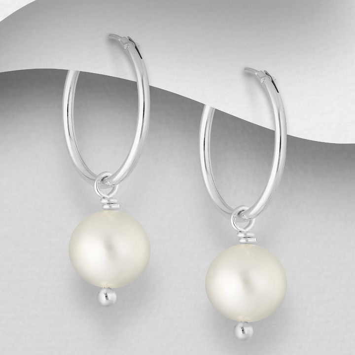 Freshwater Pearl Hoops Earrings