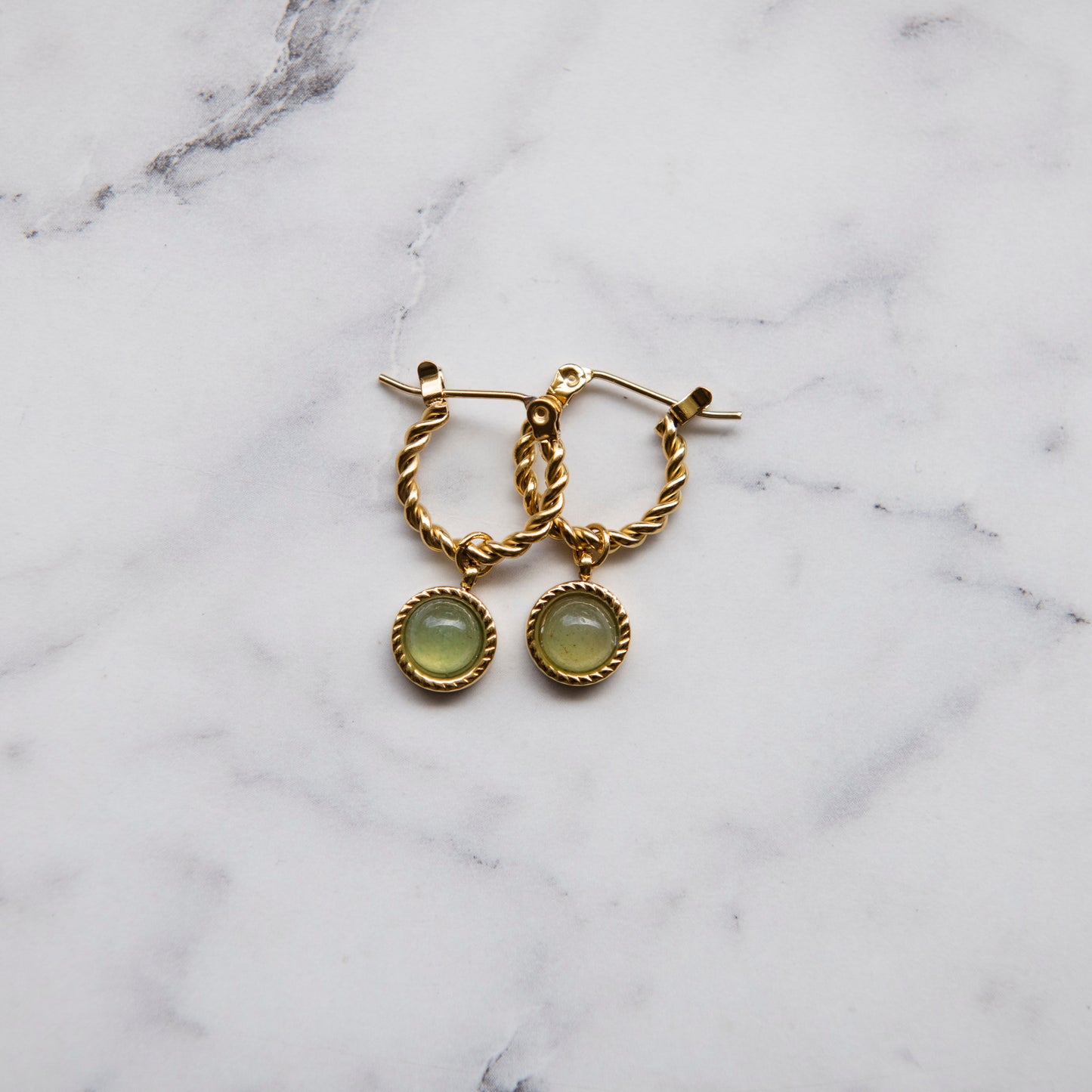Ophelia Gold Hoops with Natural Stone
