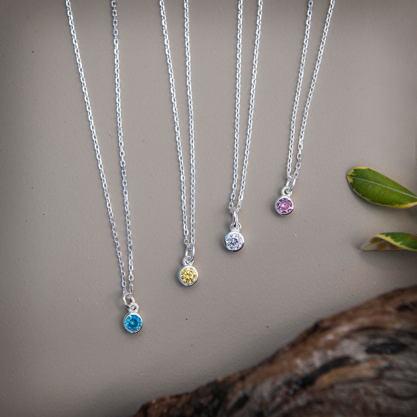 925 Sterling Silver Solitaire Birthstone Pendants